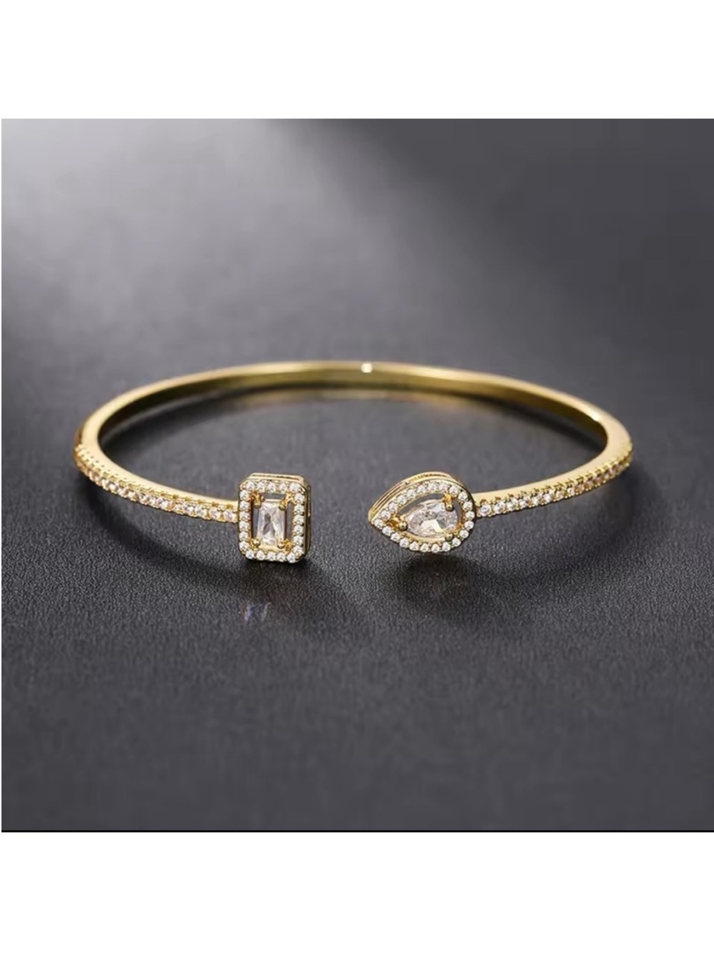 Swarovski Elements Yellow Gold Plated Open Contemporary Ring NEW - Picture 13 of 13